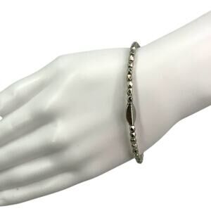 Beaded Silver Tone Stacking Layering Bracelet